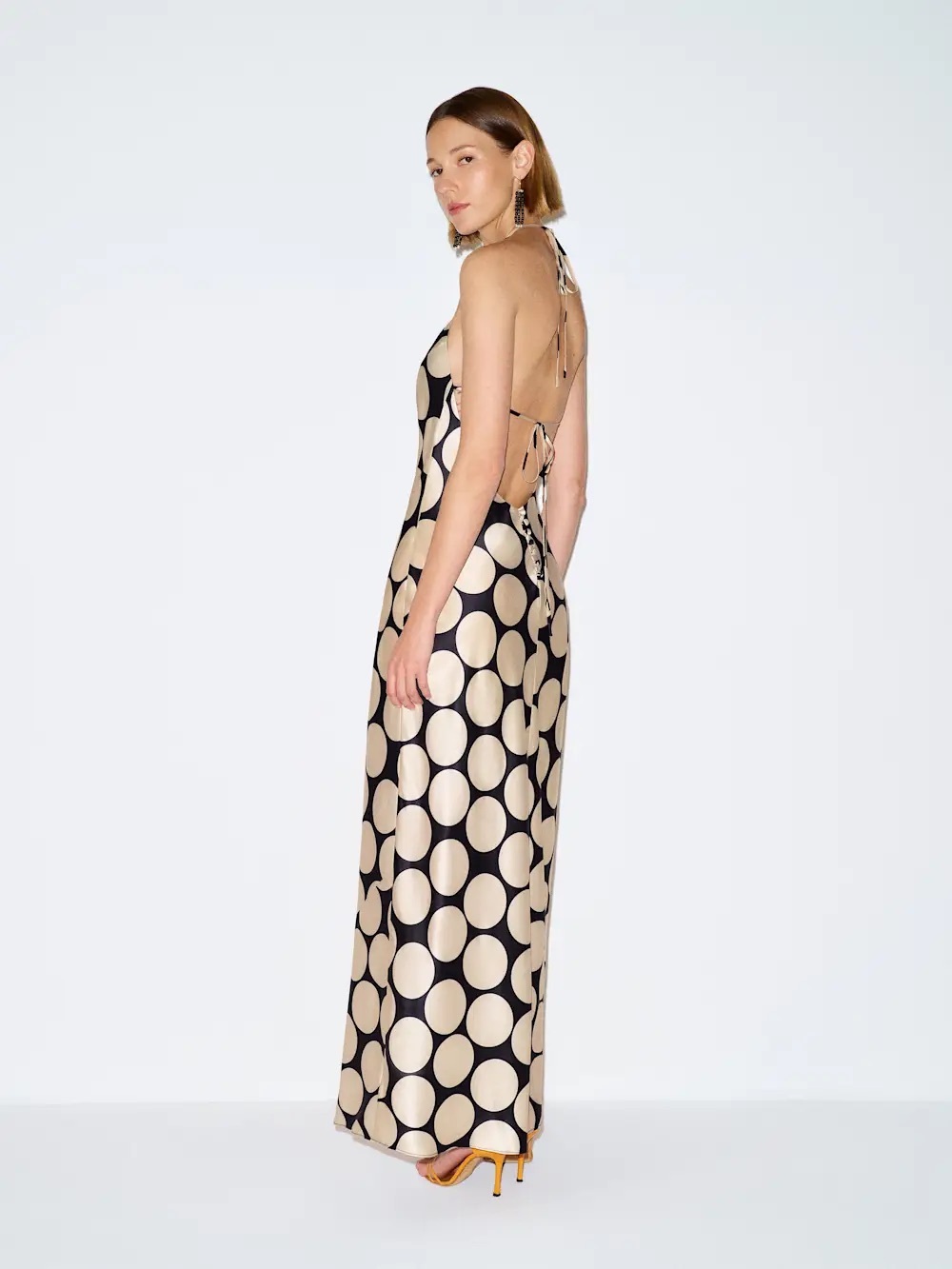 Reformation Jeany Silk Dress In Full Moon Dot, NEW WITHOUT TAGS, NEVER WORN. - Picture 4 of 14